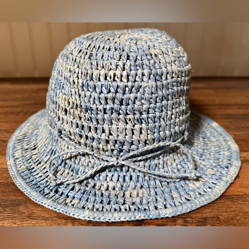 Jaden Rael Handmade In Madagascar Blue 100% Raffia Medium Women’s Bucket Hat